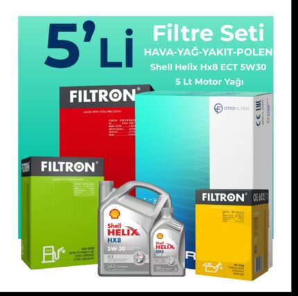 Filtron Fiat Bravo 1.6 Dizel Filtre Bakım Seti Shell Motor Yağlı (2007-2015) 5 Li
