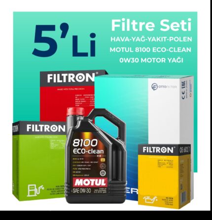 Filtron Fiat Doblo 1.3 Dizel Filtre Bakım Seti EURO 6 Motul Motor Yağlı (2015-2022) 5 Li