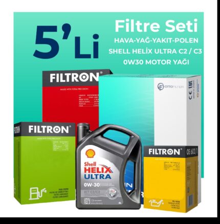 Filtron Fiat Doblo 1.6 Dizel Filtre Bakım Seti Shell Motor Yağlı (2015-2023) 5 Li