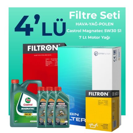 Filtron Fiat Ducato 2.3 Dizel Filtre Bakım Seti Castrol Motor Yağlı (2006-2014) 4 Lü