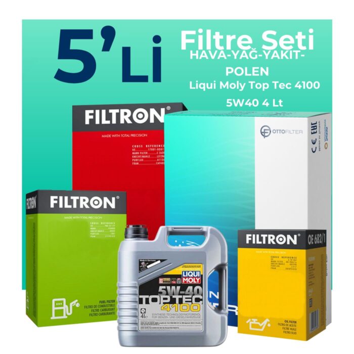 Filtron Fiat Idea 1.3 Dizel Filtre Bakım Seti Liqui Moly Motor Yağlı (2004-2010) 5 Li - Görsel 1