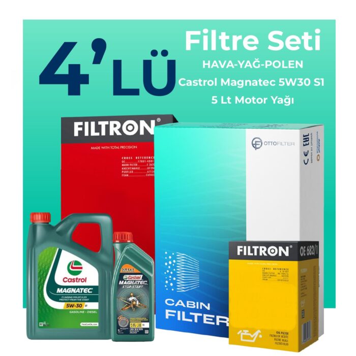 Filtron Fiat Linea 1.6 Dizel Filtre Bakım Seti Castrol Motor Yağlı (2009-2017) 4 Lü - Görsel 1
