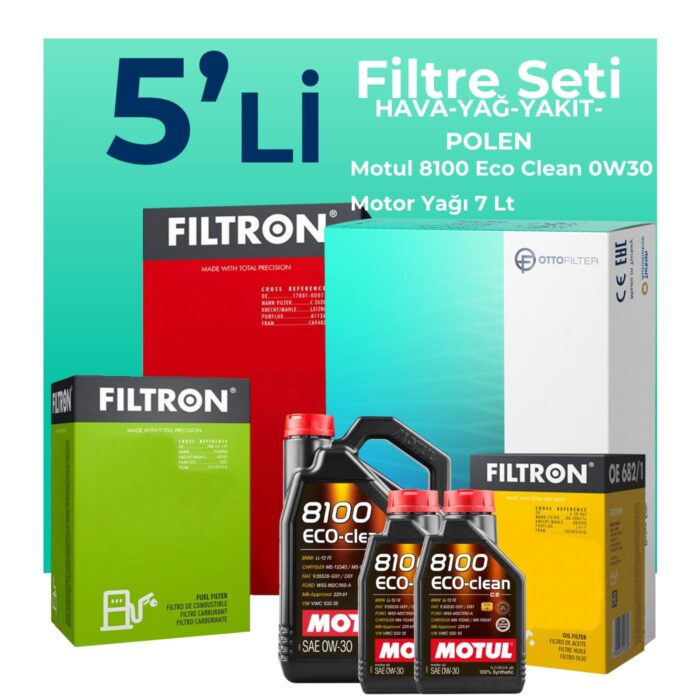 Filtron Ford Courier 1.5 EcoBlue Filtre Bakım Seti Motul Motor Yağlı (2018-2023) 5 Li - Görsel 1