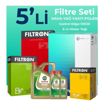 Filtron Ford Focus 1.5 Dizel Manuel Filtre Bakım Seti Castrol Motor Yağlı (2018-2024) 5 Li