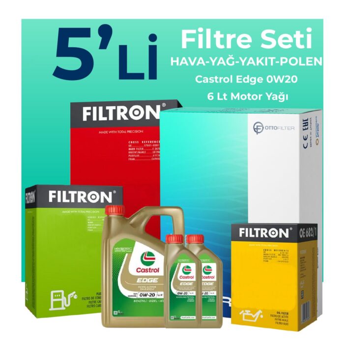 Filtron Ford Kuga 1.5 Dizel Manuel Filtre Bakım Seti Castrol Motor Yağlı (2019-2023) 5 Li - Görsel 1