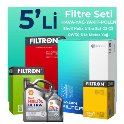 Filtron Ford Mondeo 2.0 Dizel Filtre Bakım Seti Shell Motor Yağlı (2015-2018) 5 Li