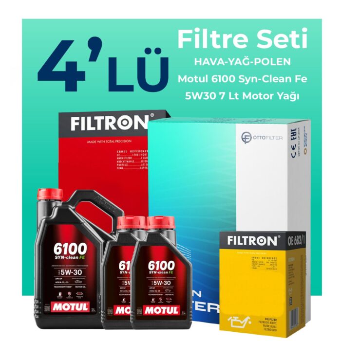 Filtron Ford Transit V184 2.4 Dizel Filtre Bakım Seti Motul Motor Yağlı (2001-2006) 4 Lü - Görsel 1