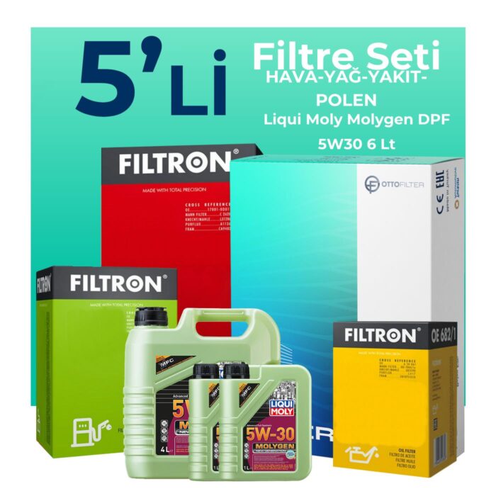 Filtron Isuzu D-Max 2.5 Filtre Bakım Seti Liqui Moly Motor Yağlı (2012-2017) 5 Li - Görsel 1
