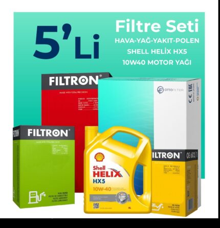 Filtron Jeep Grand Cherokee 2.7 Dizel Filtre Bakım Seti Shell Motor Yağlı (1998-2006) 5 Li