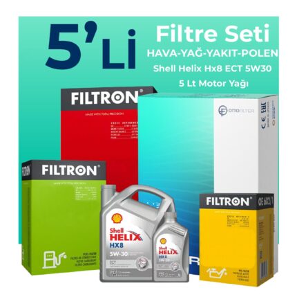 Filtron Kia Sportage 1.6 Dizel Filtre Bakım Seti Shell Motor Yağlı (2018-2022) 5 Li