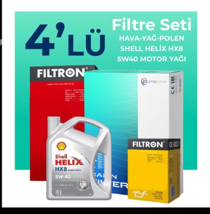 Filtron Lancia Ypsilon 1.4 Benzin Filtre Bakım Seti Shell Motor Yağlı (2003-2011) 4 Lü