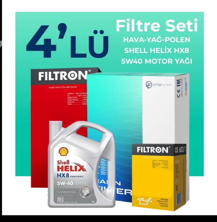 Filtron Lancia Ypsilon 1.4 Benzin Filtre Bakım Seti Shell Motor Yağlı (2003-2011) 4 Lü - Görsel 1