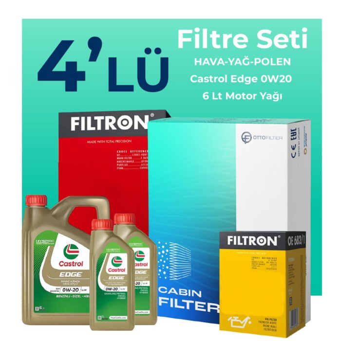 Filtron Mercedes E180 1.5 Benzin Filtre Bakım Seti Castrol Motor Yağlı (2023-2025) 4 Lü - Görsel 1