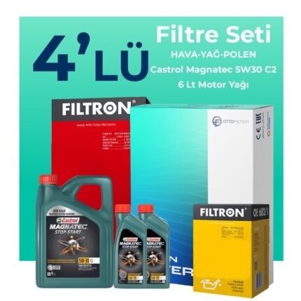 Filtron Mercedes GLA200 Benzin Filtre Bakım Seti Castrol Motor Yağlı (2013-2019) 4 Lü