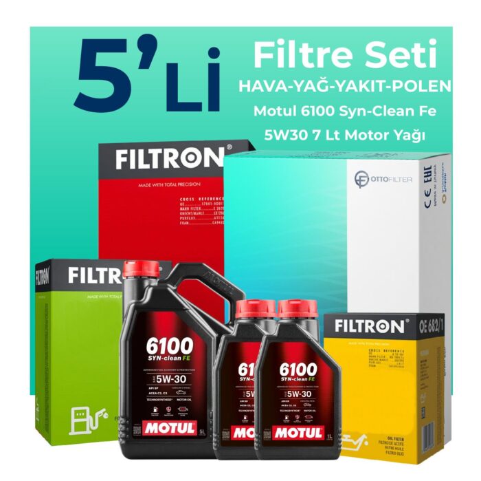 Filtron Mitsubishi L200 2.2 Dizel Filtre Bakım Seti Motul Motor Yağlı (2018-2022) 5 Li - Görsel 1