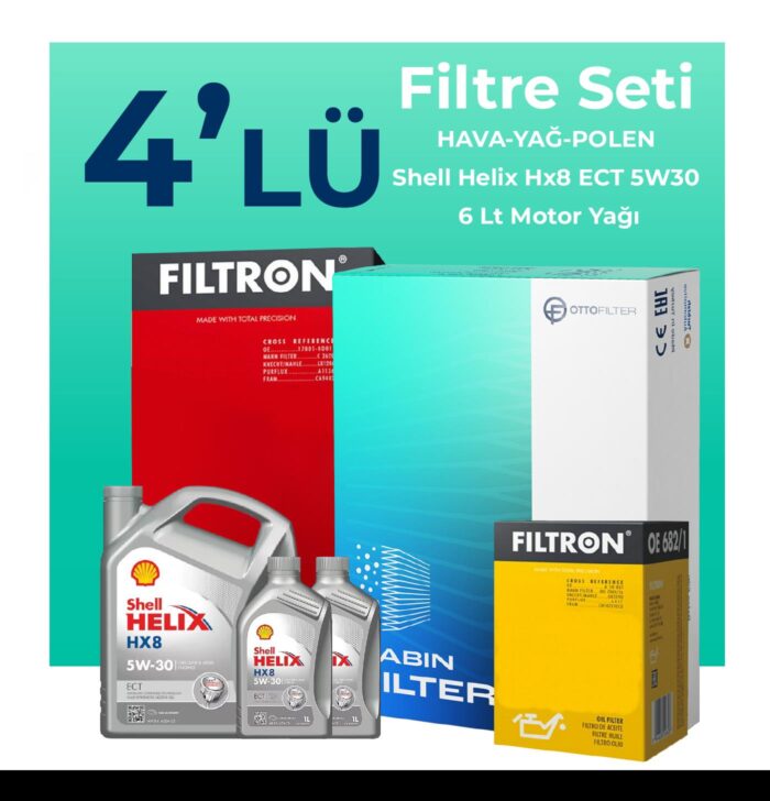 Filtron Nissan Qashqai 1.3 Benzin Filtre Bakım Seti Shell Motor Yağlı (2019-2023) 4 Lü - Görsel 1
