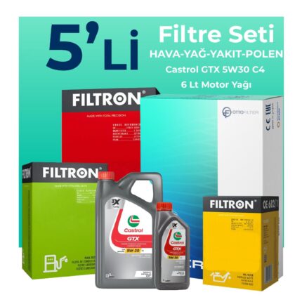 Filtron Nissan Qashqai 1.6 Dizel Filtre Bakım Seti Castrol Motor Yağlı (2007-2013) 5 Li