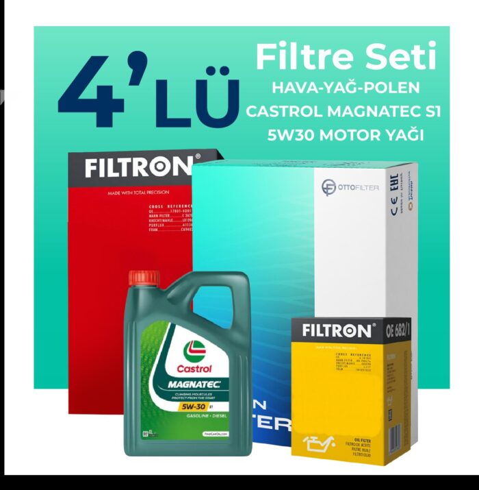 Filtron Opel Corsa 1.3 Dizel Filtre Bakım Seti Castrol Motor Yağlı (2007-2011) 4 Lü - Görsel 1