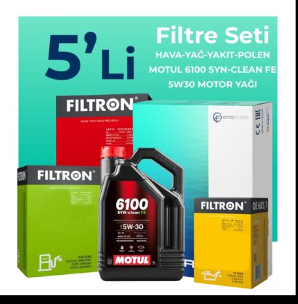 Filtron Peugeot 2008 1.5 Dizel Filtre Bakım Seti Motul Motor Yağlı (2019-2024) 5 Li