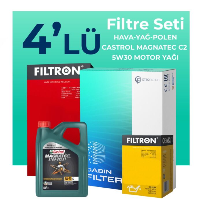 filtron-peugeot-206-1-6-benzin-109-beygir-filtre-bakim-seti-castrol-motor-yagli-2005-2010-4-lu-60758 Filtron Peugeot 206 1.6 Benzin 109 Beygir Filtre Bakım Seti Castrol Motor Yağlı (2005-2010) 4 Lü - Görsel 1
