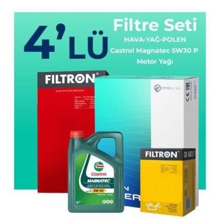 Filtron Peugeot 308 1.5 Dizel Filtre Bakım Seti Castrol Motor Yağlı (2019-2024) 4 Lü