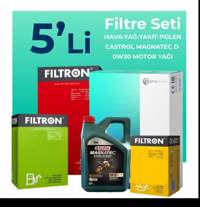Filtron Peugeot Boxer 2.2 Dizel BLUEHDi Filtre Bakım Seti Castrol Motor Yağlı (2019-2024) 5 Li - Görsel 1