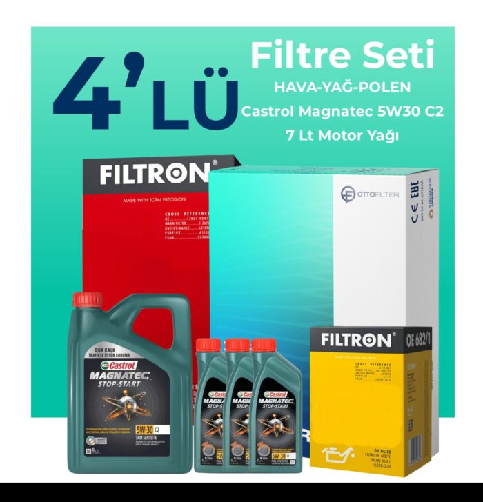 Filtron Peugeot Boxer 2.2 Dizel Filtre Bakım Seti Castrol Motor Yağlı (2014-2016) 4 Lü - Görsel 1