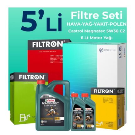 Filtron Peugeot Expert 1.5 Dizel Filtre Bakım Seti Castrol Motor Yağlı (2017-2025) 5 Li