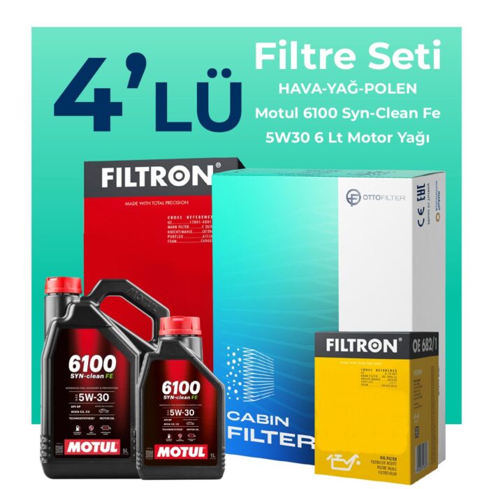 Filtron Peugeot Expert 1.5 Dizel Filtre Bakım Seti Motul Motor Yağlı (2017-2025) 4 Lü - Görsel 1