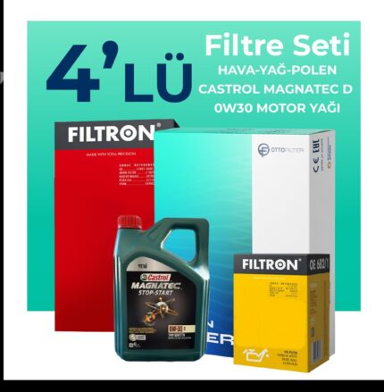 Filtron Range Rover Velar 2.0 Dizel Filtre Bakım Seti Castrol Motor Yağlı (2017-2023) 4 Lü