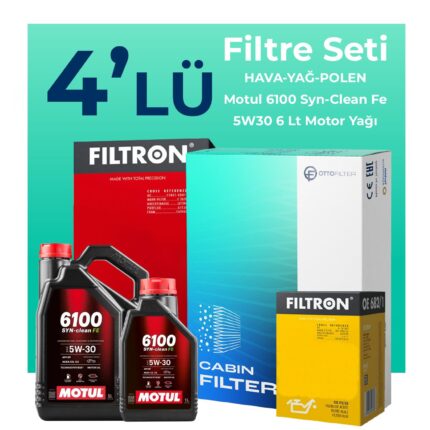 Filtron Renault Captur 1.5 Dizel BlueDCi Filtre Bakım Seti Motul Motor Yağlı (2020-2022) 4 Lü