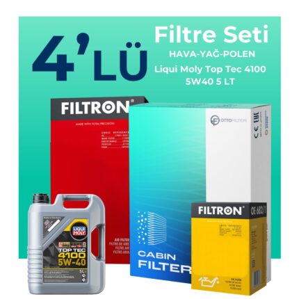 Filtron Renault Fluence 1.6 Benzin Filtre Bakım Seti Liqui Moly Motor Yağlı (2010-2016) 4 Lü