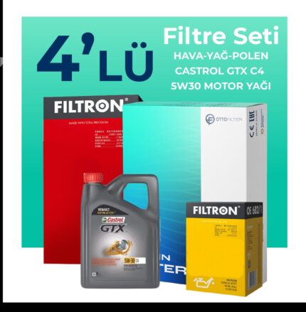 Filtron Renault Grand Scenic 1.5 Dizel Filtre Bakım Seti Castrol Motor Yağlı (2009-2016) 4 Lü
