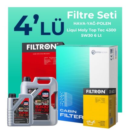 Filtron Renault Kadjar 1.3 Benzin TCe Filtre Bakım Seti Liqui Moly Motor Yağlı (2018-2022) 4 Lü