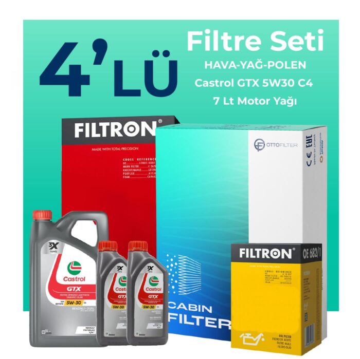 Filtron Renault Latitude 2.0 Dizel Filtre Bakım Seti Castrol Motor Yağlı (2010-2015) 4 Lü - Görsel 1