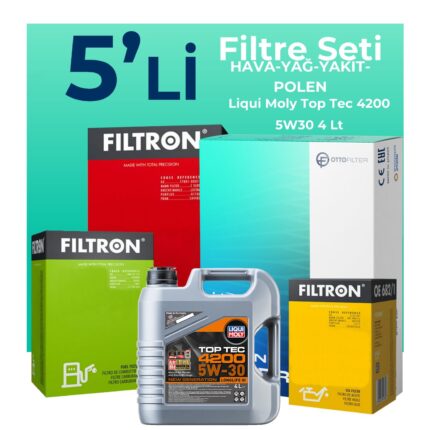 Filtron Skoda Fabia 1.4 Dizel Filtre Bakım Seti Liqui Moly Motor Yağlı (2015-2017) 5 Li