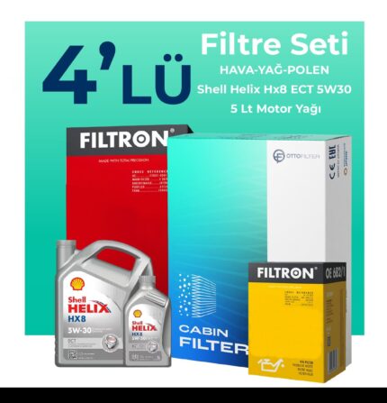 Filtron Skoda Octavia 1.9 Dizel Filtre Bakım Seti Shell Motor Yağlı (2006-2010) 4 Lü