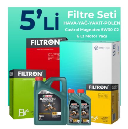 Filtron Subaru Outback 2.0 Dizel Filtre Bakım Seti Castrol Motor Yağlı (2011-2014) 5 Li