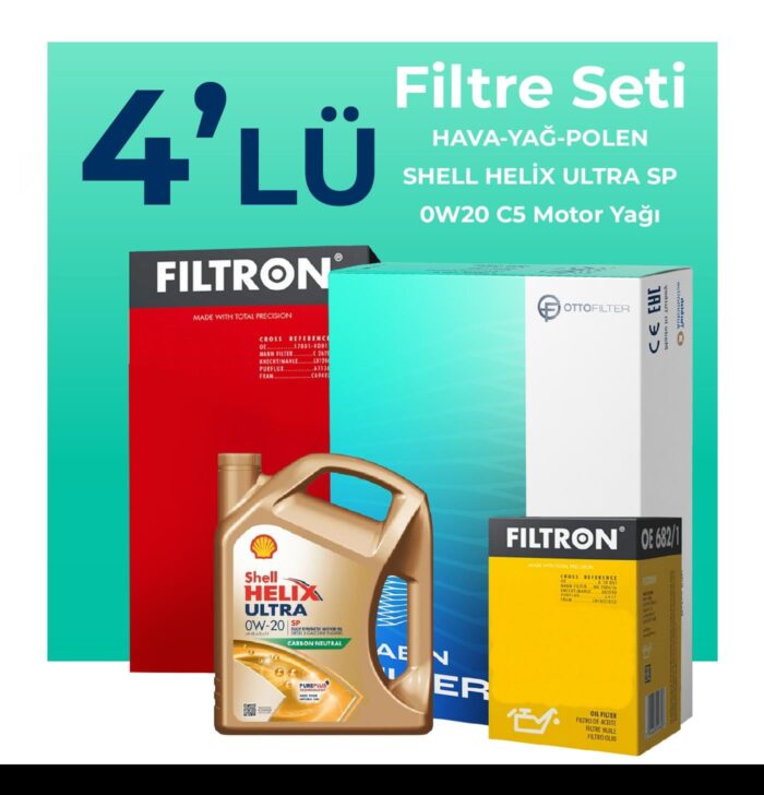 Filtron Toyota Corolla 1.5 Filtre Bakım Seti Shell Motor Yağlı (2021-2024) 4 Lü - Görsel 1