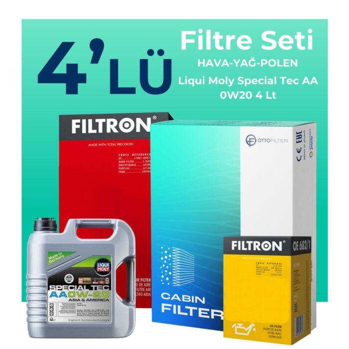 Filtron Toyota Yaris 1.5 Hybrid Filtre Bakım Seti Liqui Moly Motor Yağlı (2012-2016) 4 Lü - Görsel 1