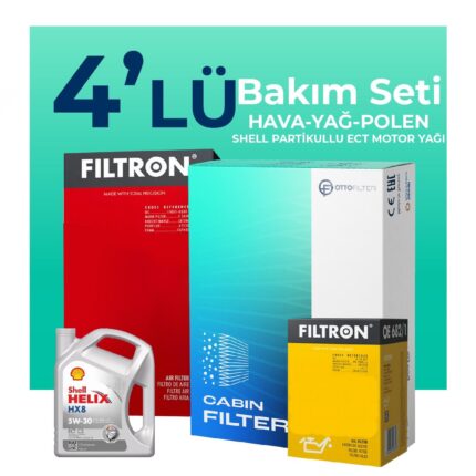 Filtron Volkswagen Passat 1.4 TSi Filtre Bakım Seti Shell Motor Yağlı (2008-2011) 4 Lü