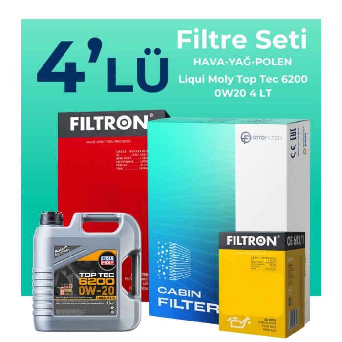 Filtron Volkswagen Polo 1.0 TSi Filtre Bakım Seti Liqui Moly Motor Yağlı (2017-2024) 4 Lü - Görsel 1