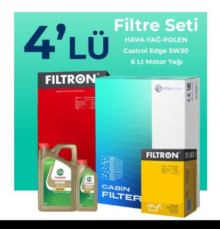 Filtron Volkswagen Transporter T5 1.9 Dizel Filtre Bakım Seti Castrol Motor Yağlı (2004-2009) 4 Lü