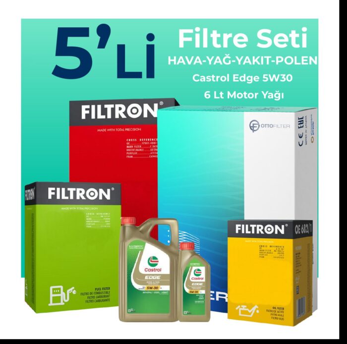 filtron-volkswagen-transporter-t5-1-9-dizel-filtre-bakim-seti-castrol-motor-yagli-2004-2009-5-li-107560 Filtron Volkswagen Transporter T5 1.9 Dizel Filtre Bakım Seti Castrol Motor Yağlı (2004-2009) 5 Li - Görsel 1
