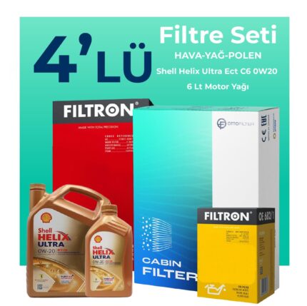 Filtron Volvo V40 1.5 Benzin Filtre Bakım Seti Shell Motor Yağlı (2015-2019) 4 Lü