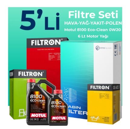 Filtron Volvo XC60 2.0 Dizel Filtre Bakım Seti Motul Motor Yağlı (2013-2017) 5 Li