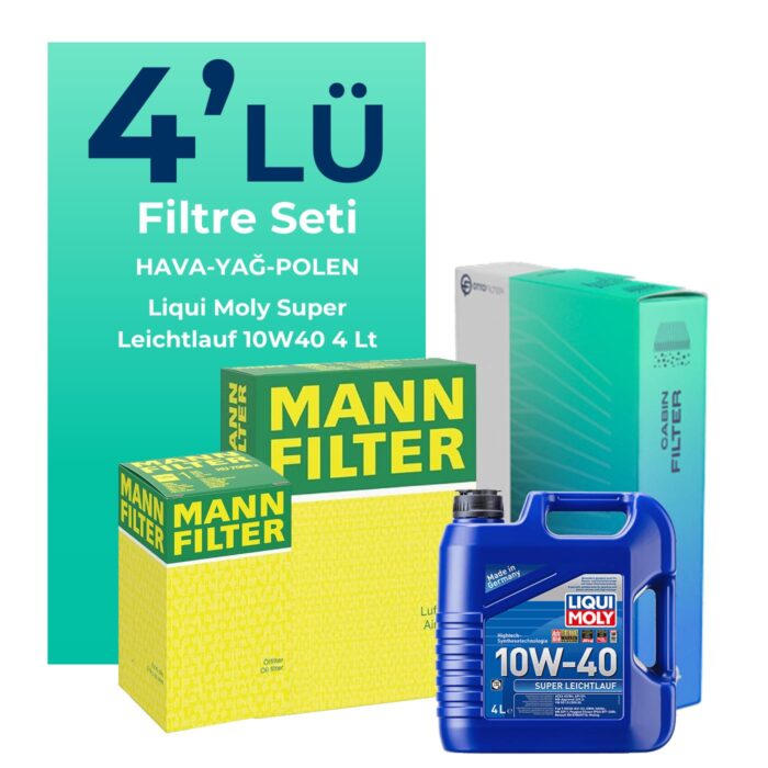 MANN Alfa Romeo 147 1.6 TS Filtre Bakım Seti Liqui Moly Motor Yağlı (2001-2010) 4 Lü - Görsel 1