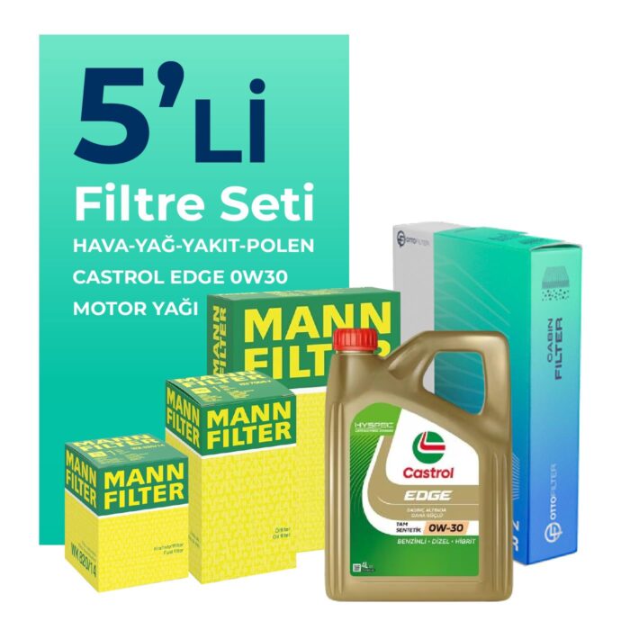 mann-audi-a4-40-tdi-filtre-bakim-seti-castrol-motor-yagli-2020-2024-5-li-104001 MANN Audi A4 40 TDi Filtre Bakım Seti Castrol Edge 0W-30 8 Litre Motor Yağlı (2020-2024) 5 Li - Görsel 1