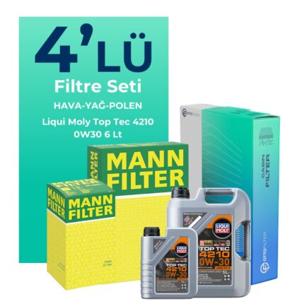 MANN Audi A4 40 TDi Filtre Bakım Seti Liqui Moly Top Tec 4210 0W-30 6 Litre Motor Yağlı (2020-2024) 4 Lü