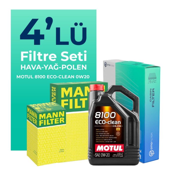 mann-audi-q3-35-tfsi-filtre-bakim-seti-motul-motor-yagli-2018-2023-4-lu-62523 MANN Audi Q3 35 Tfsi Filtre Bakım Seti Motul 8100 Eco-Clean 0W-20 5 Litre Motor Yağlı (2018-2023) 4 Lü - Görsel 1